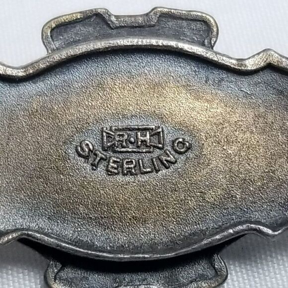 Vintage Richard Hemsley Long Sterling Silver Enamel Brooch Art Nouveau Antique - Picture 4 of 11